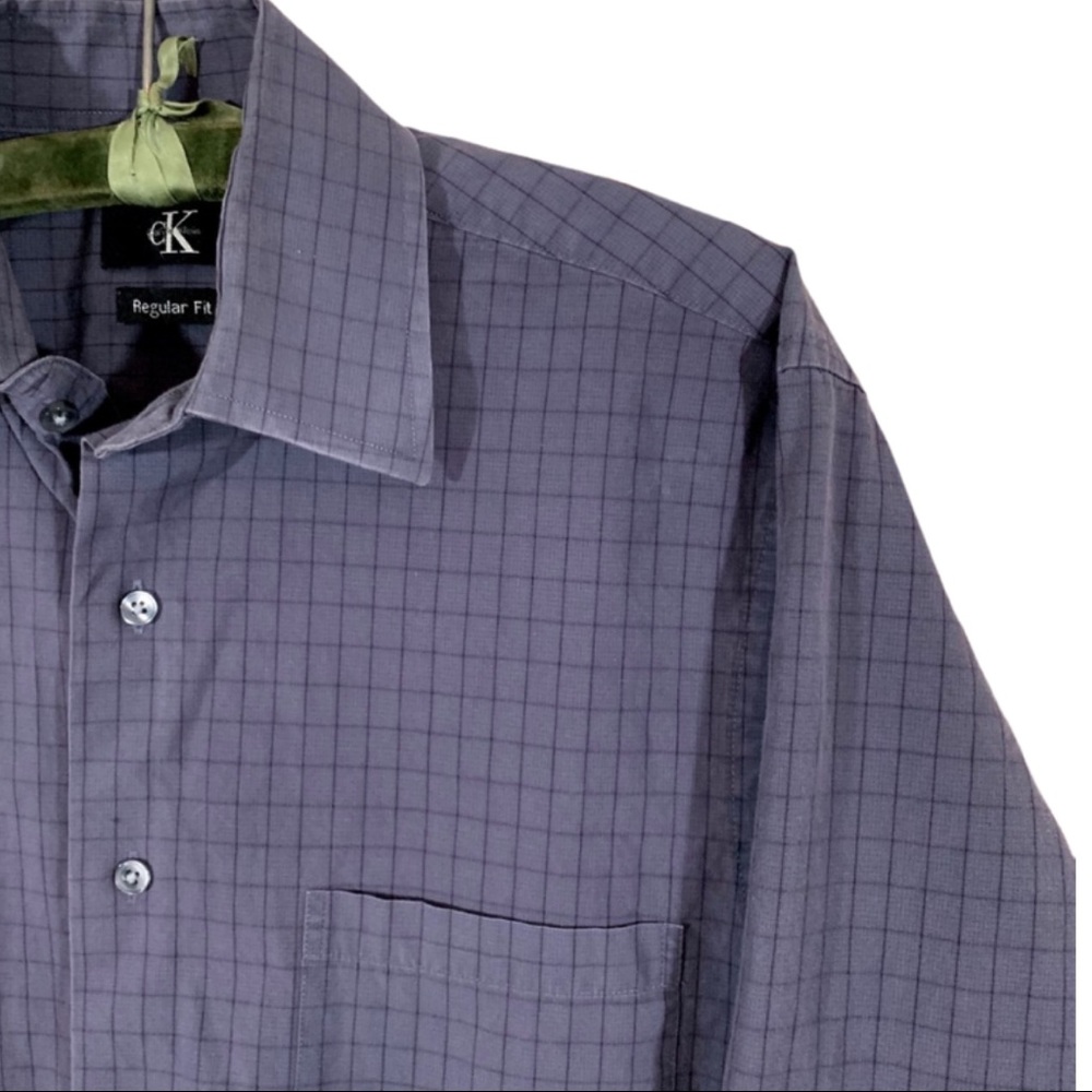 🎀Calvin Kline Purple Button Up Dress Shirt M32/33 - Picture 3 of 7